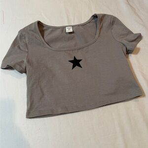 SHEIN Gray Star Print Kids Crop Top
